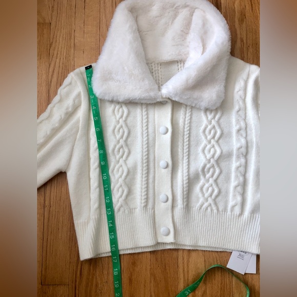 Cider faux fur neckline cable knit cardigan NWT Size XXL - Picture 11 of 12